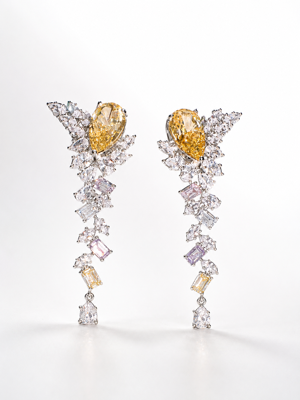 Silver Cascade Statement Earrings