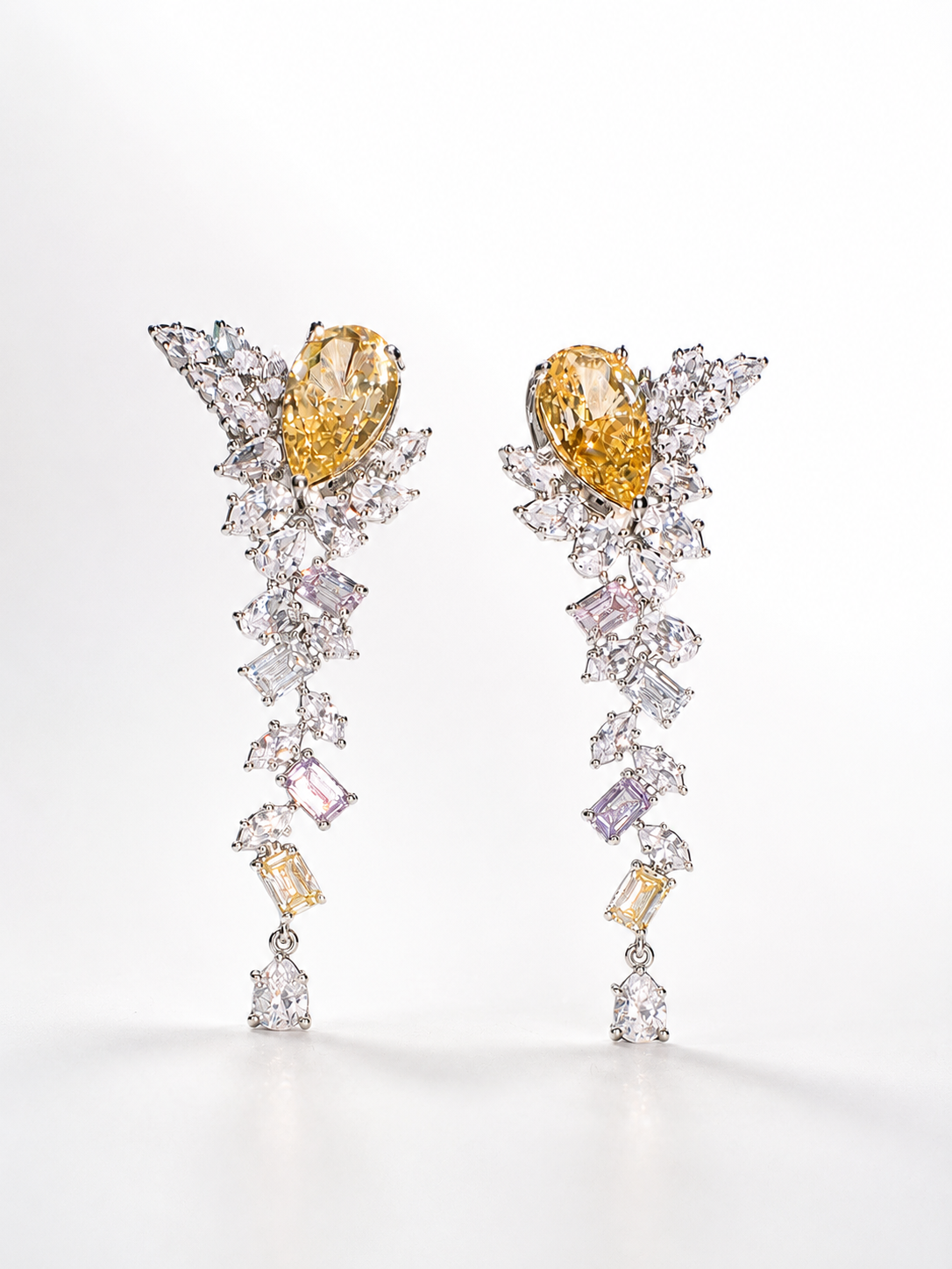 Silver Cascade Statement Earrings