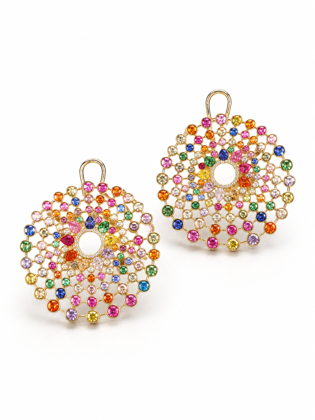 Multicolor Mandala Statement Earrings