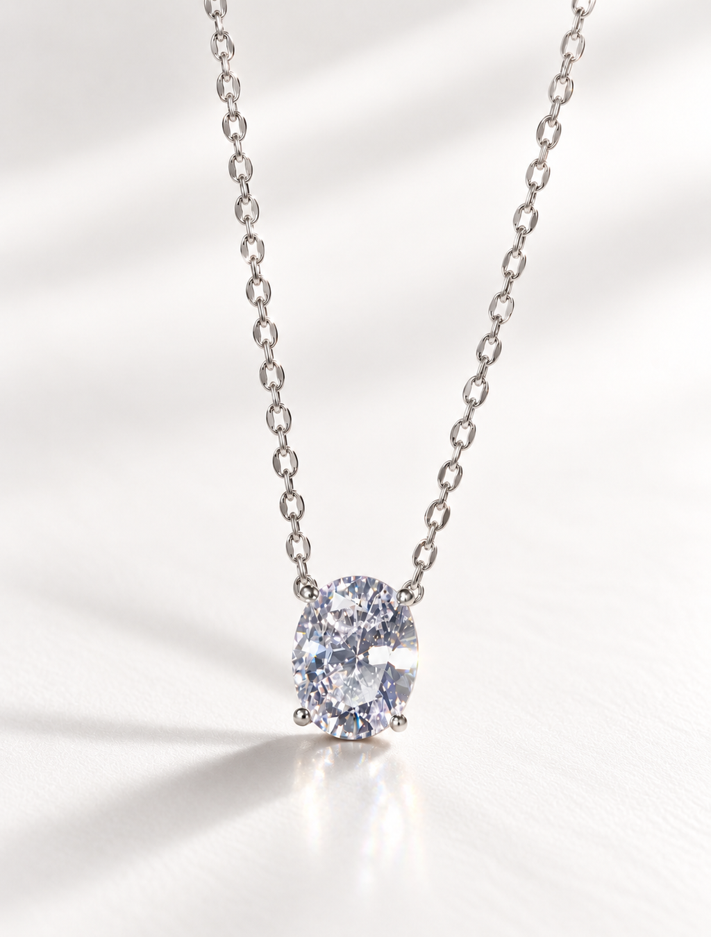 Silver Oval Radiance CZ Pendant Necklace