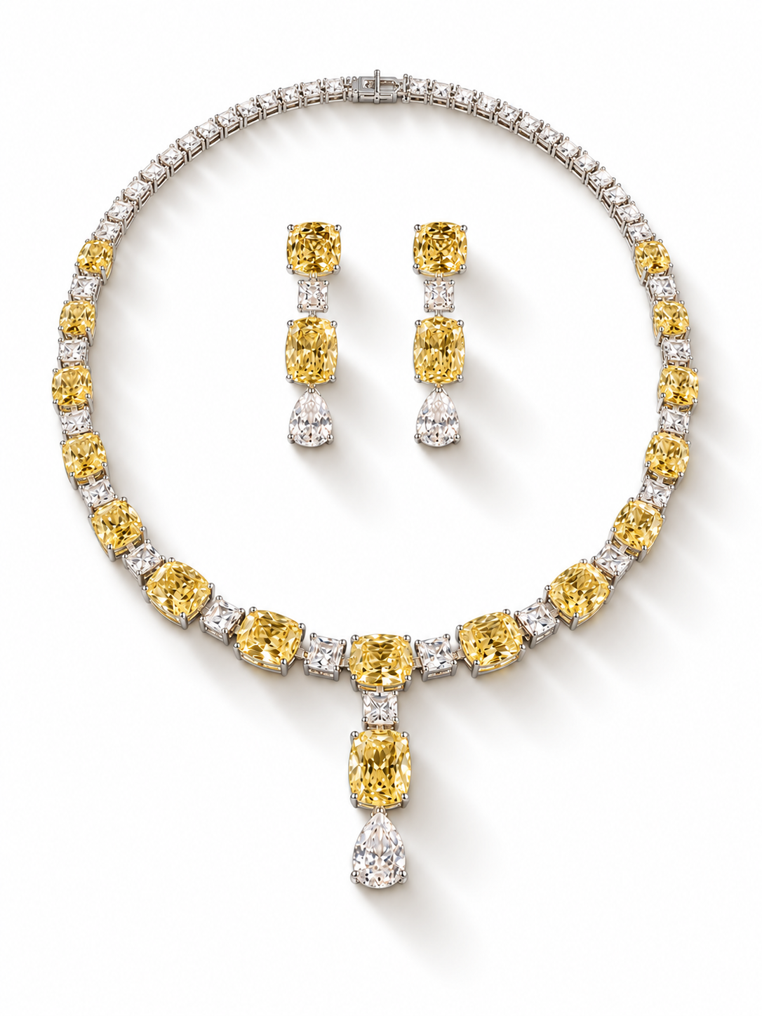 Cushion cut Statement Necklace Set