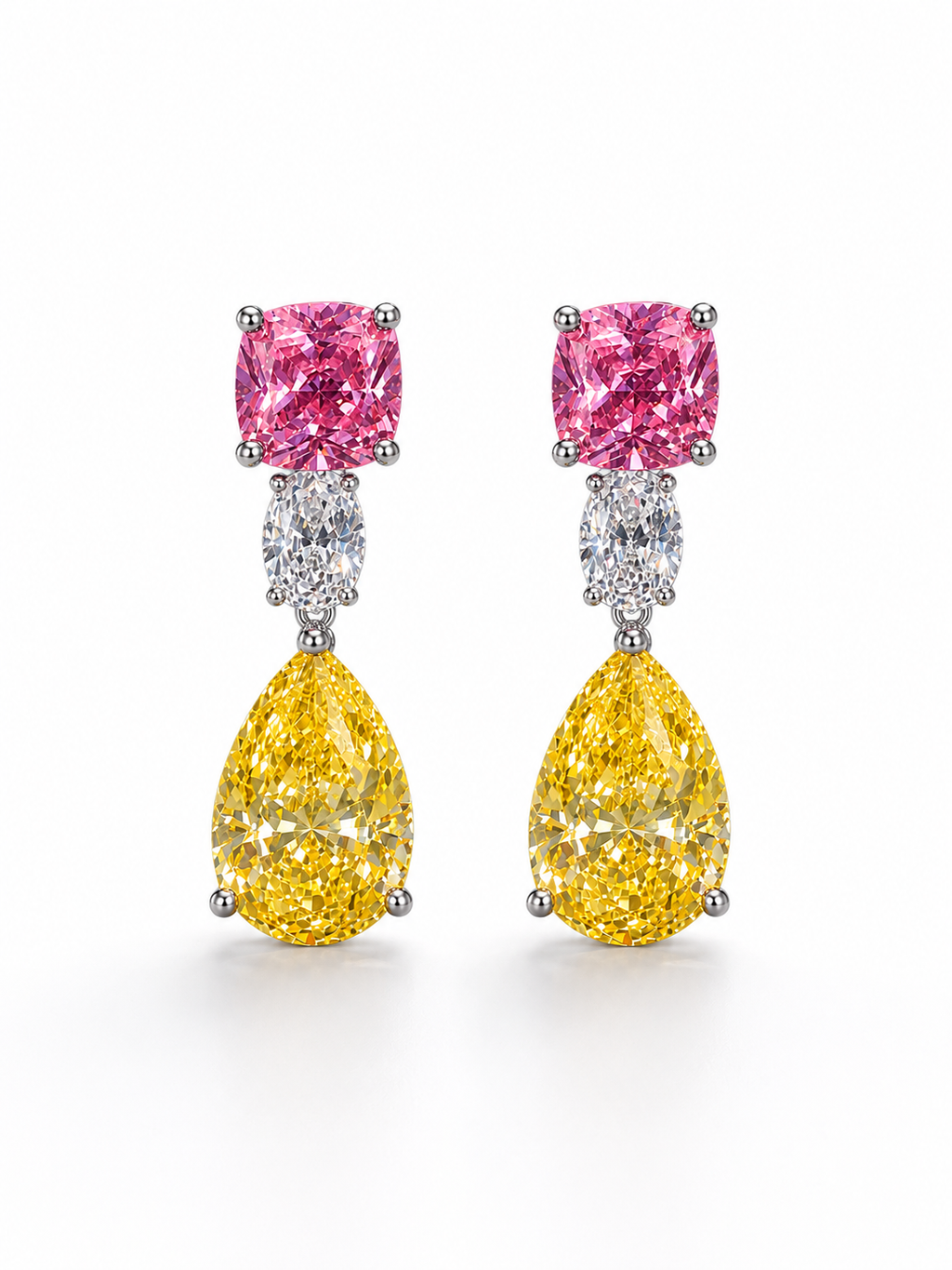 Pink & Yellow Teardrop Statement Earrings