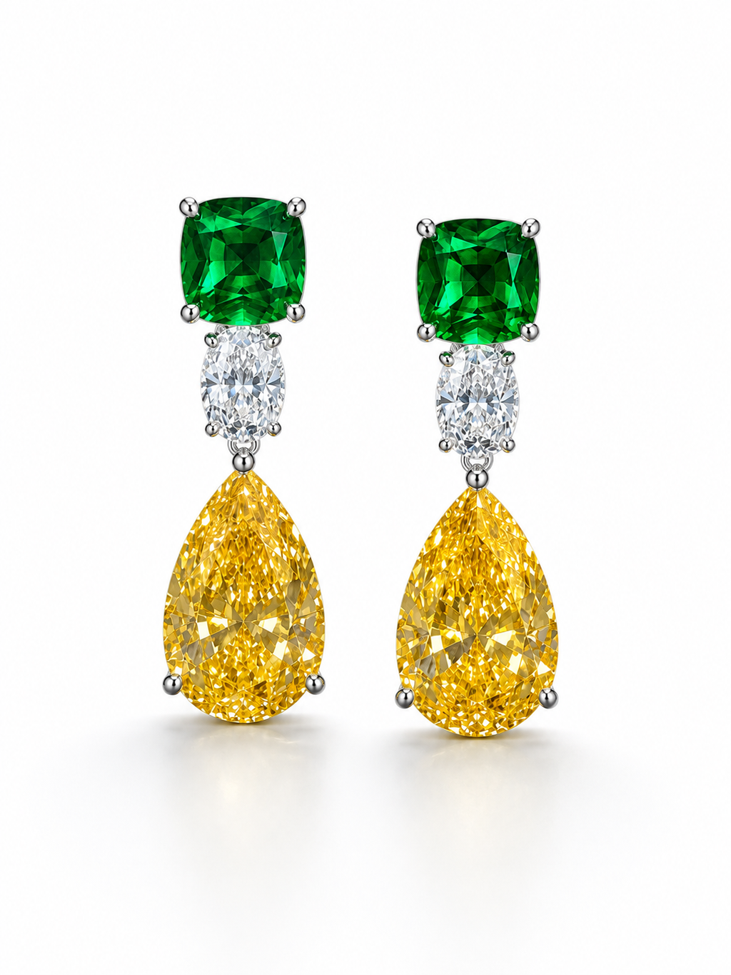 Green & Yellow Teardrop Statement Earrings