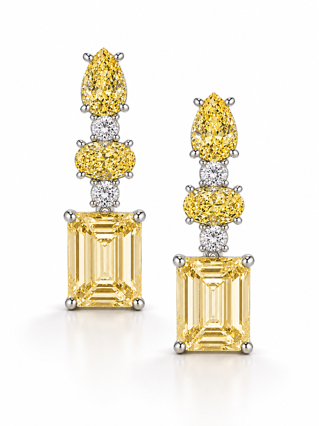 Yellow Emerald-Cut Drop Earrings