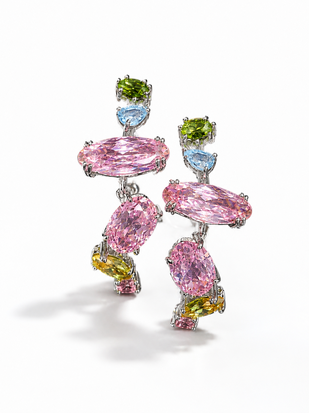 Multicolor irregular stones open hoops