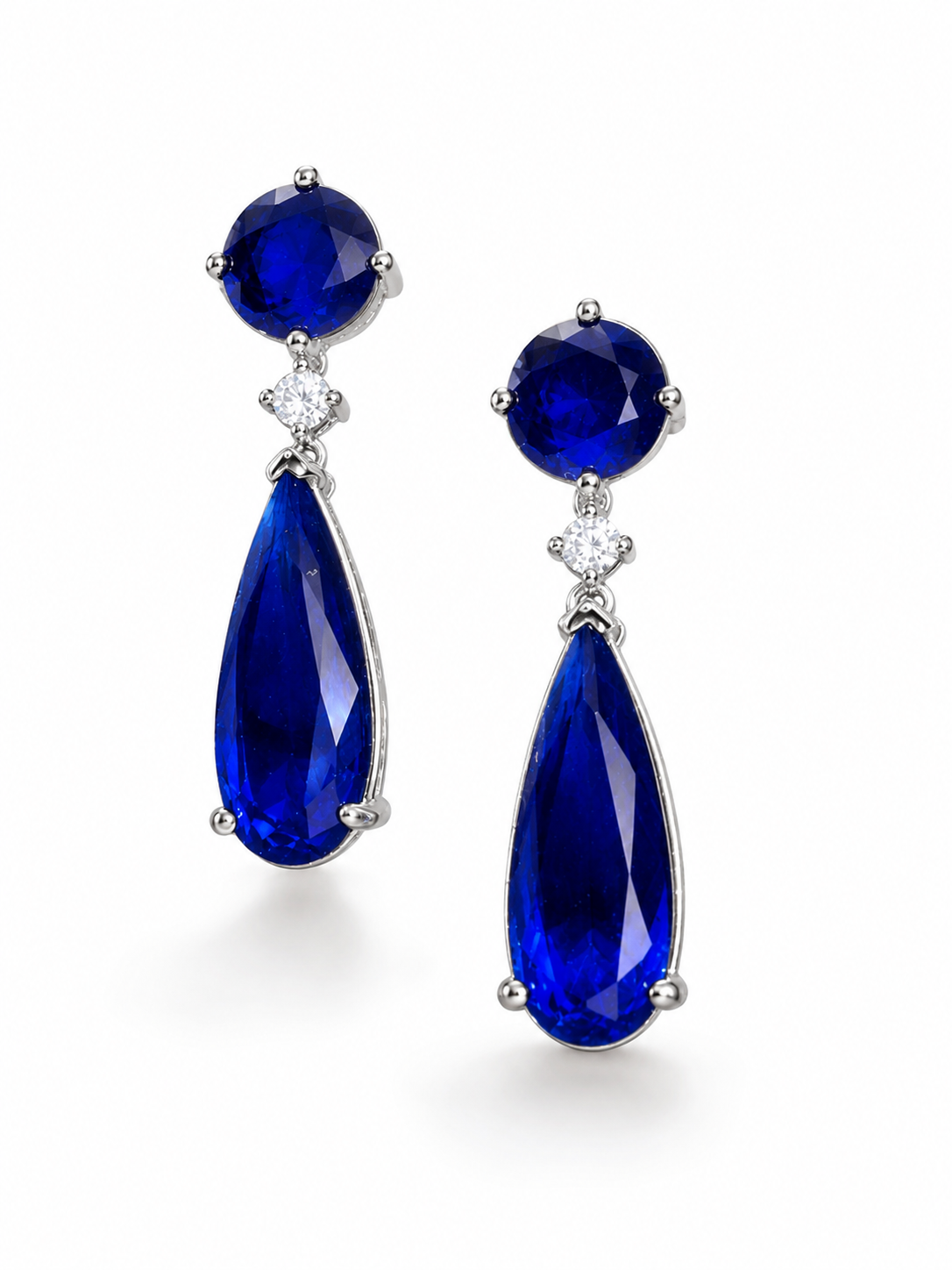 Blue Elongated Drop Earrings