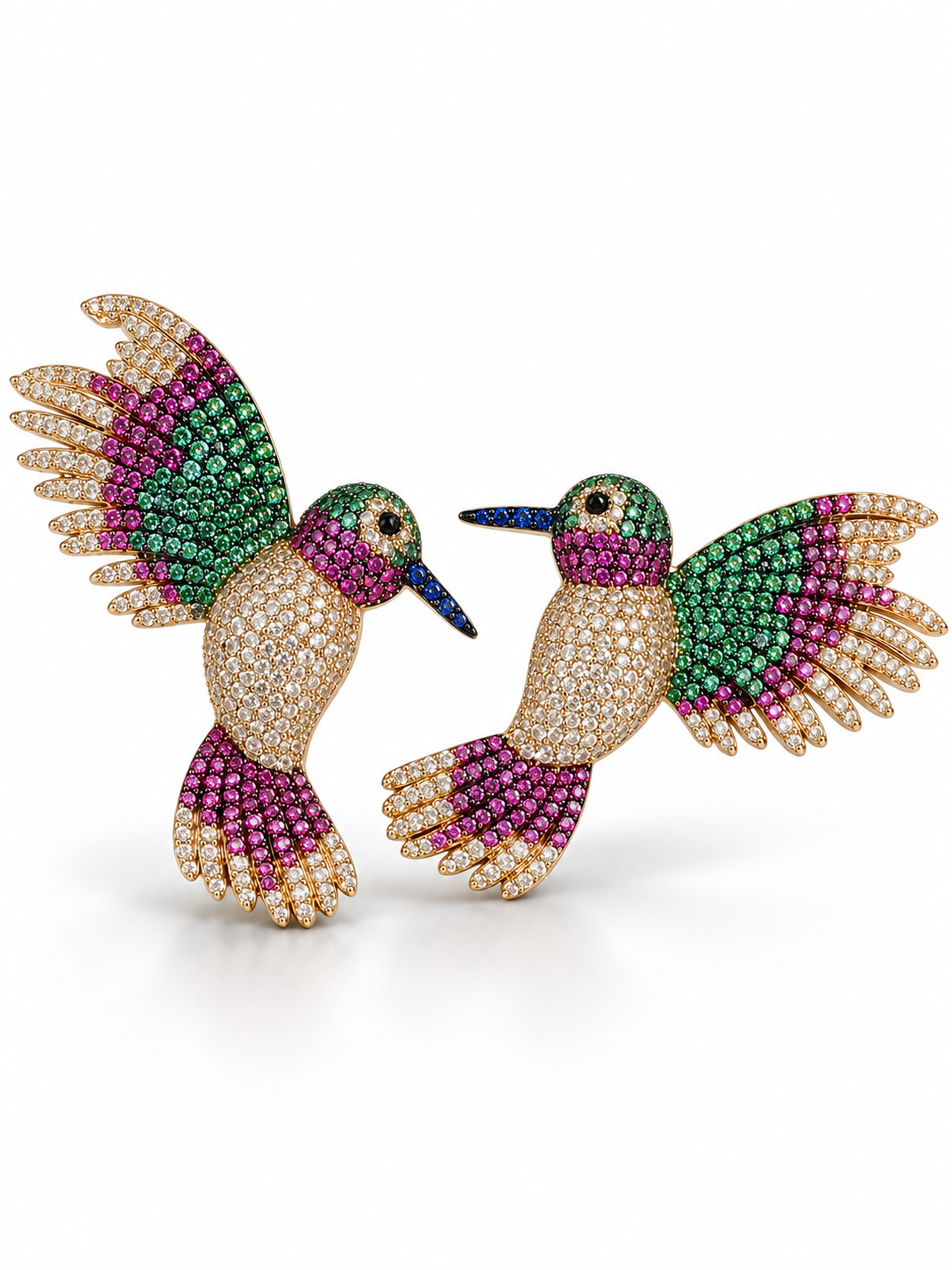 Hummingbird Multicolor Statement Stud Earrings