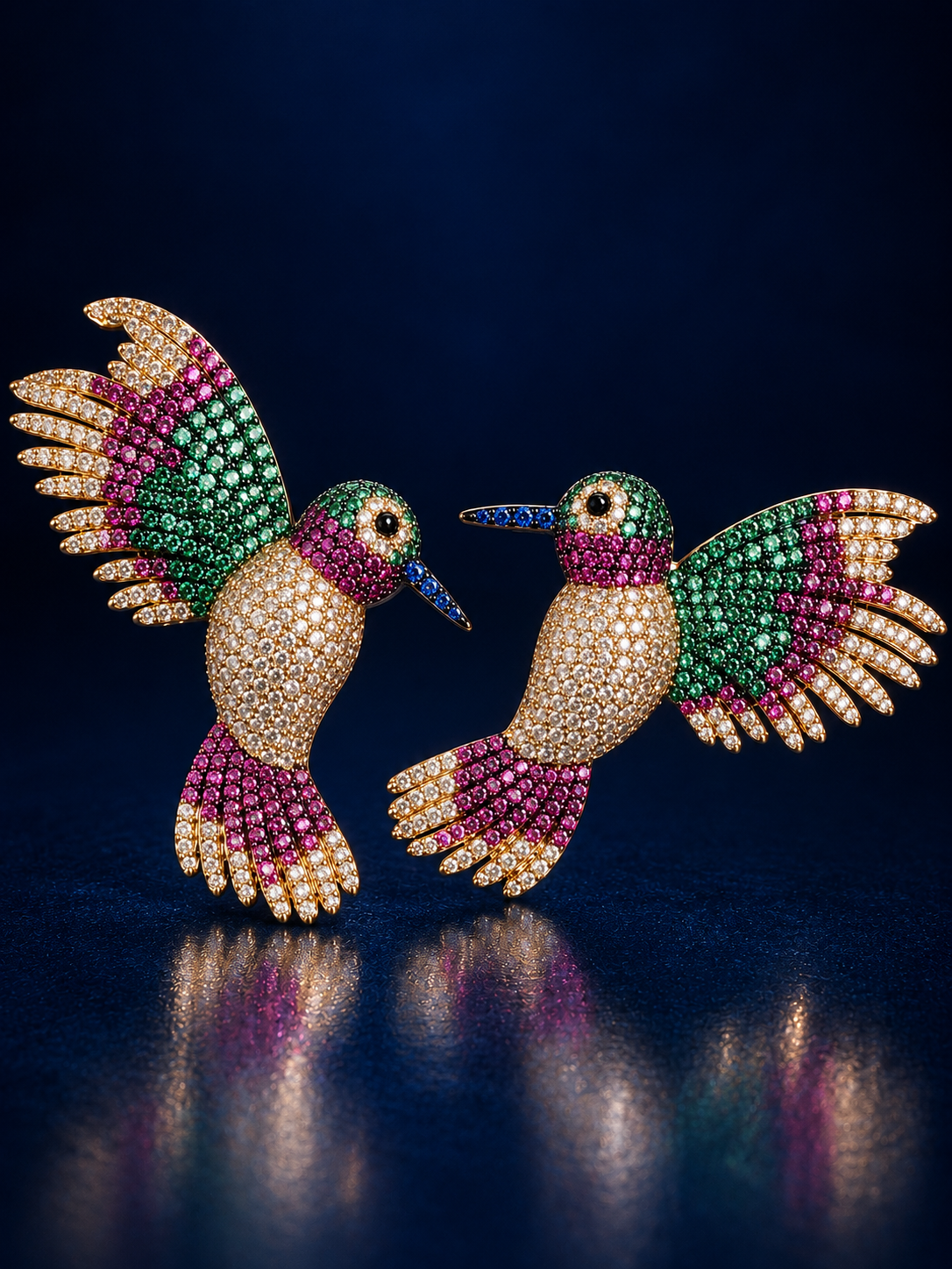Hummingbird Multicolor Statement Stud Earrings