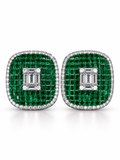 Emerald Luxe Cushion Statement Stud Earrings