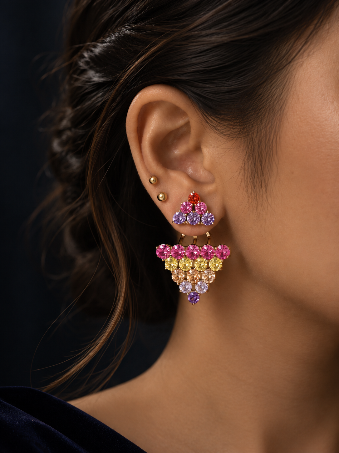 Multicolor Cluster Drop Earrings