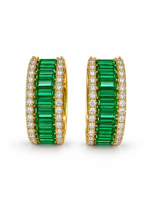Baguette Pavé Hoop Earrings