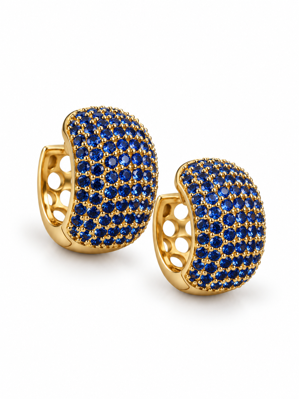 Blue Dome Huggie Hoop Earrings