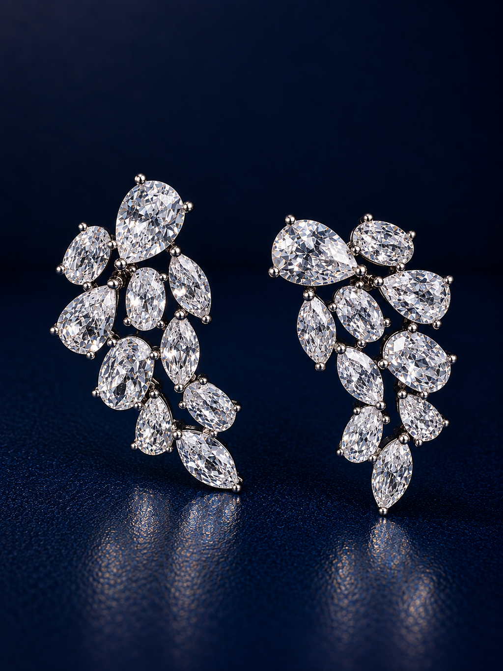 Cascading Leaf CZ Statement Drop Earrings
