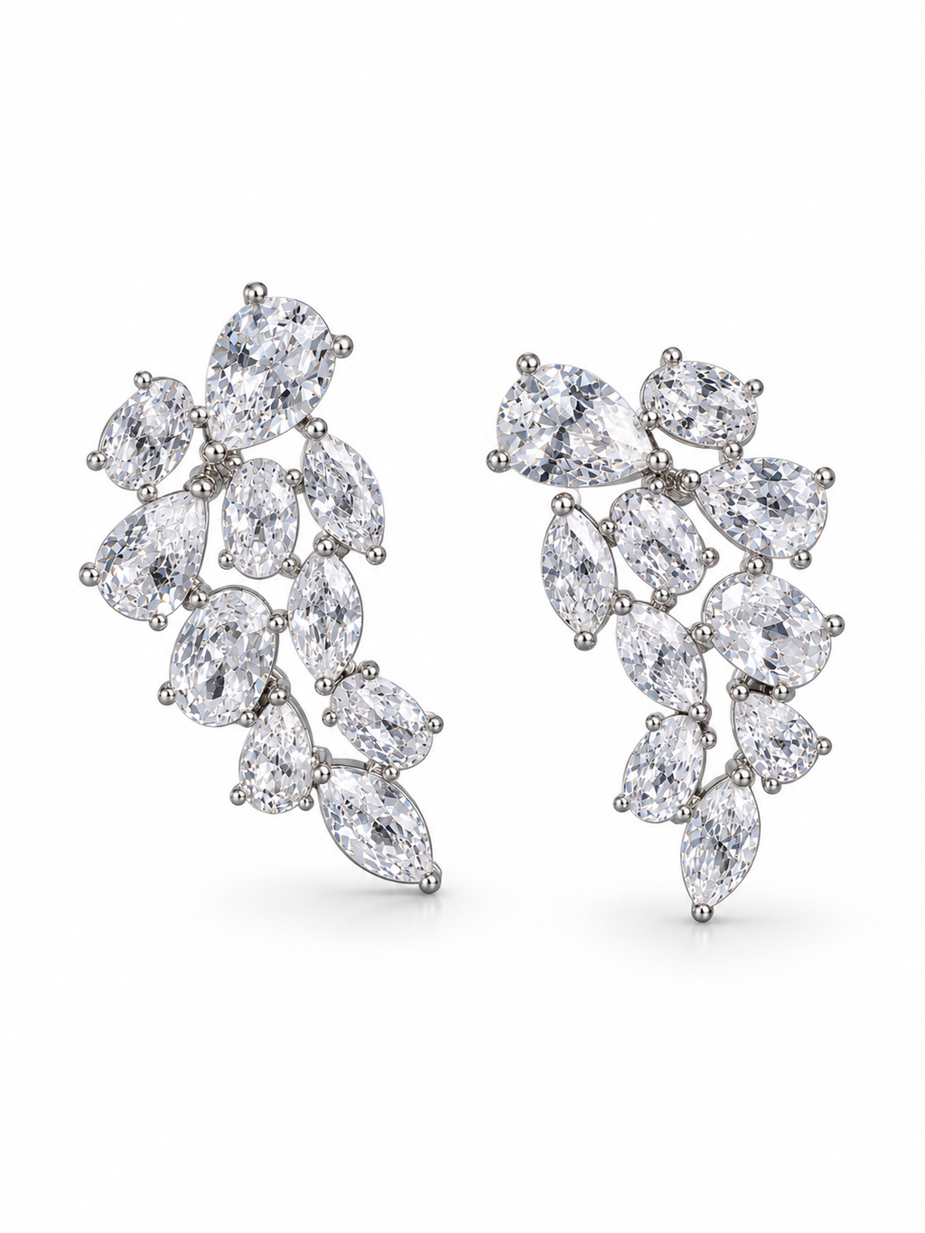 Cascading Leaf CZ Statement Drop Earrings