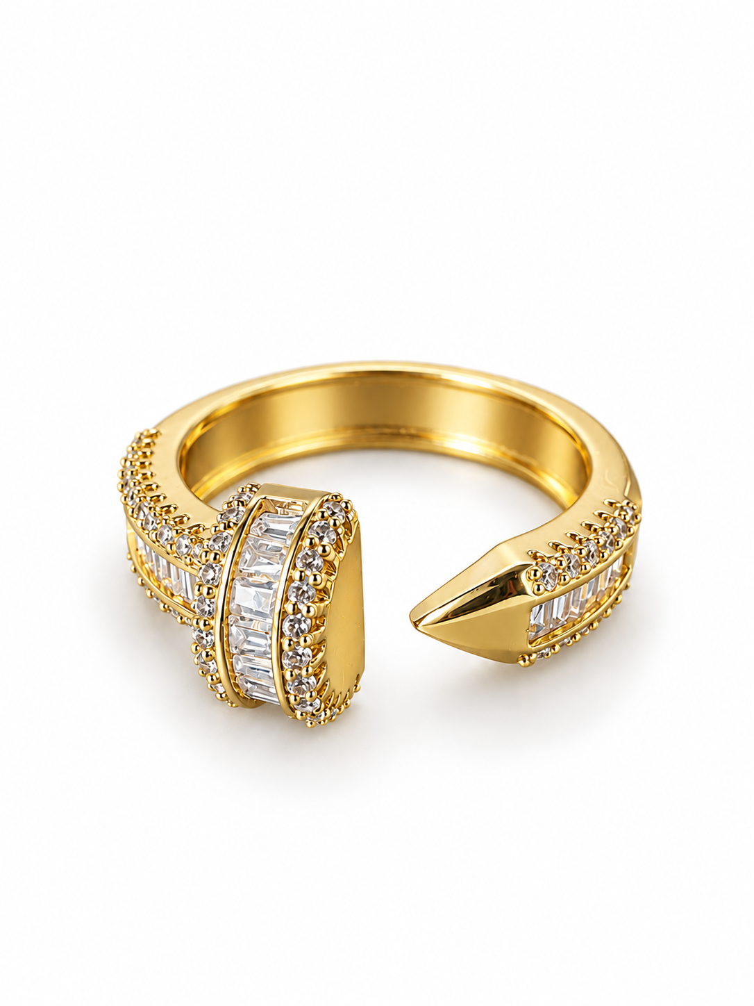 Luxe Open-End Pavé Baguette Statement Ring