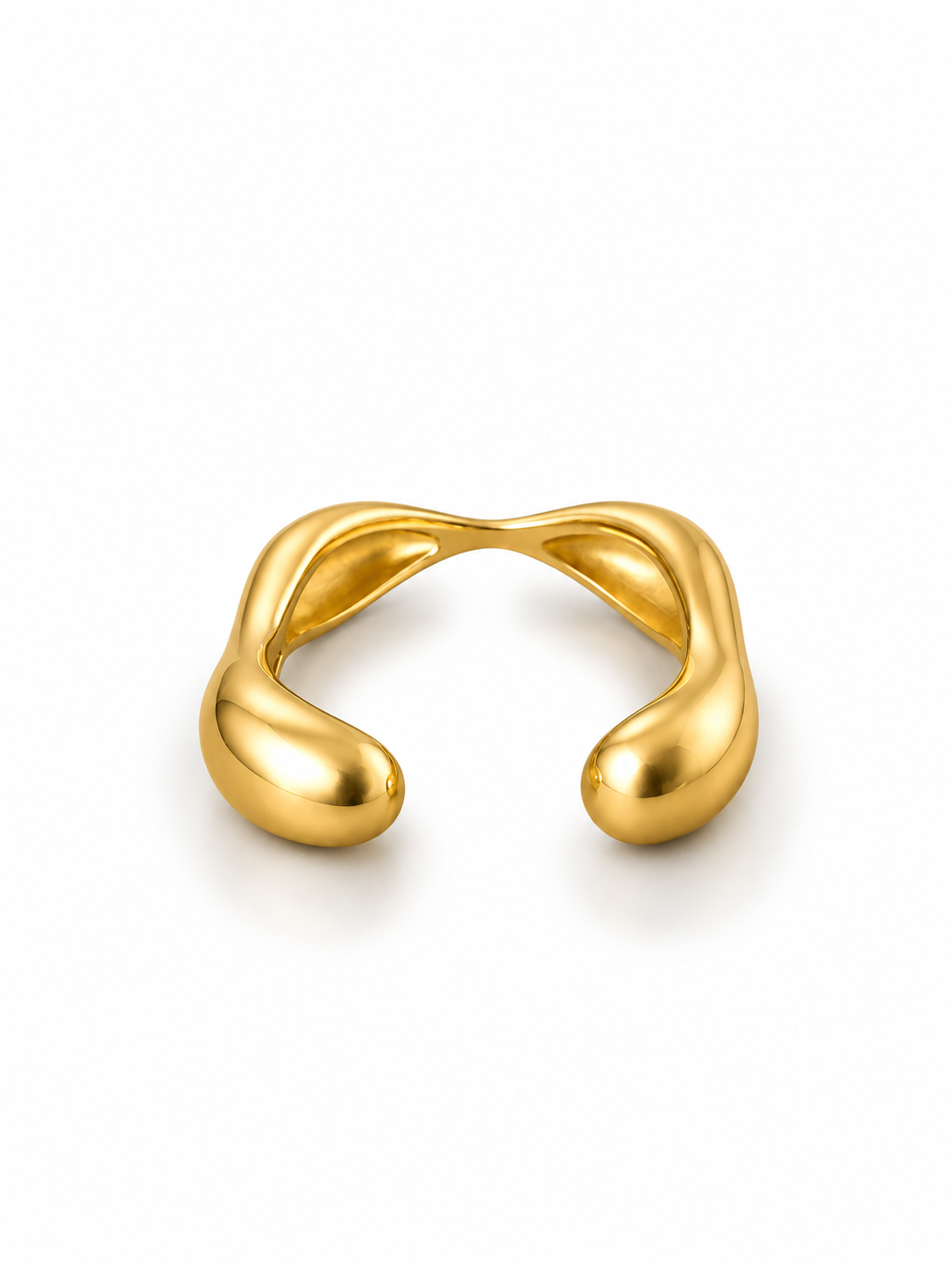 Gold Sculptural Open Cuff Statement Ring