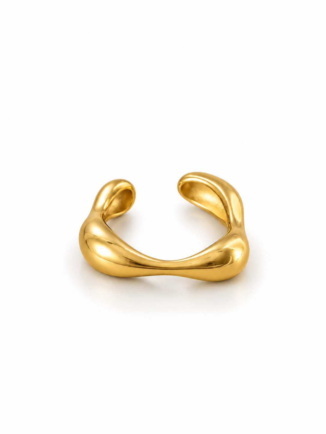 Gold Sculptural Open Cuff Statement Ring