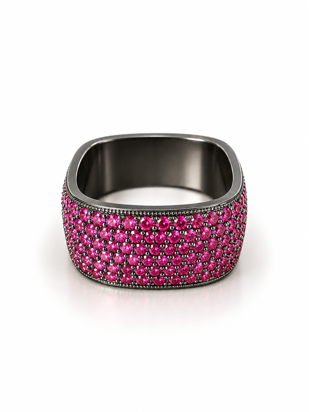 Noir Rectangular Pavé Statement Ring