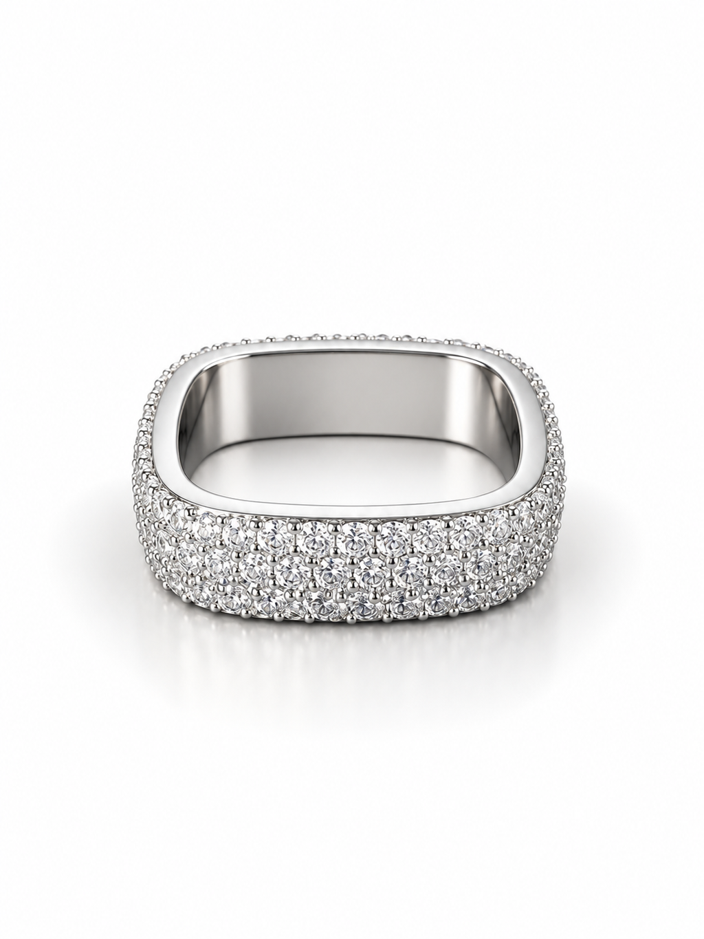 Silver Rounded-Square Statement Ring