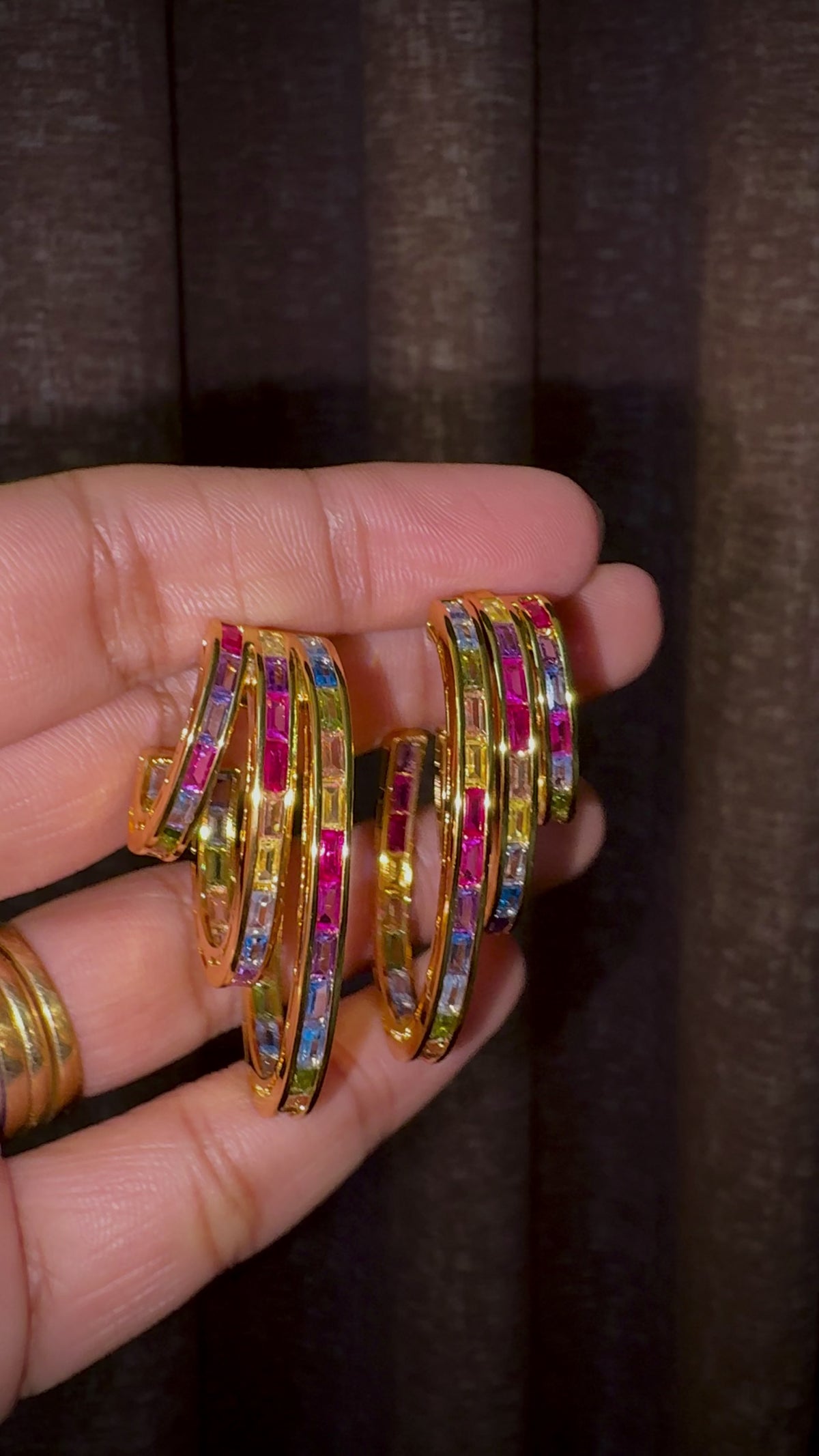 Multicolor Baguette Hoop Earrings
