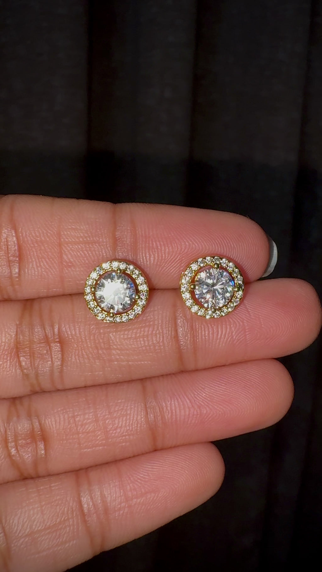 Round Halo CZ Statement Stud Earrings