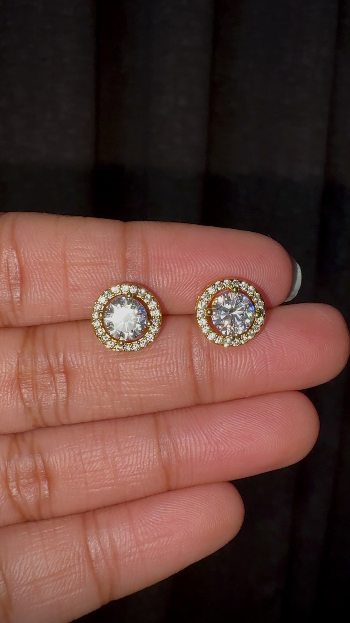 Round Halo CZ Statement Stud Earrings