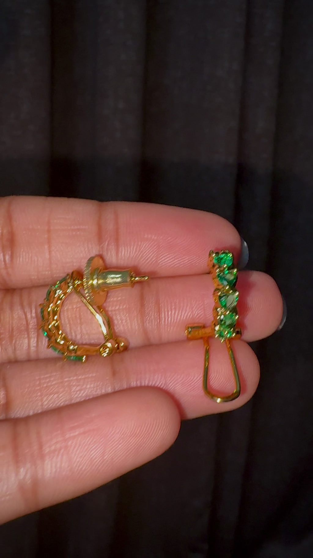 Emerald Green Luxe Heart CZ Huggie Hoops