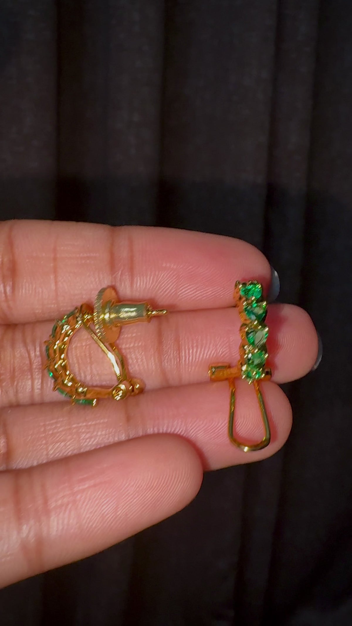 Emerald Green Luxe Heart CZ Huggie Hoops