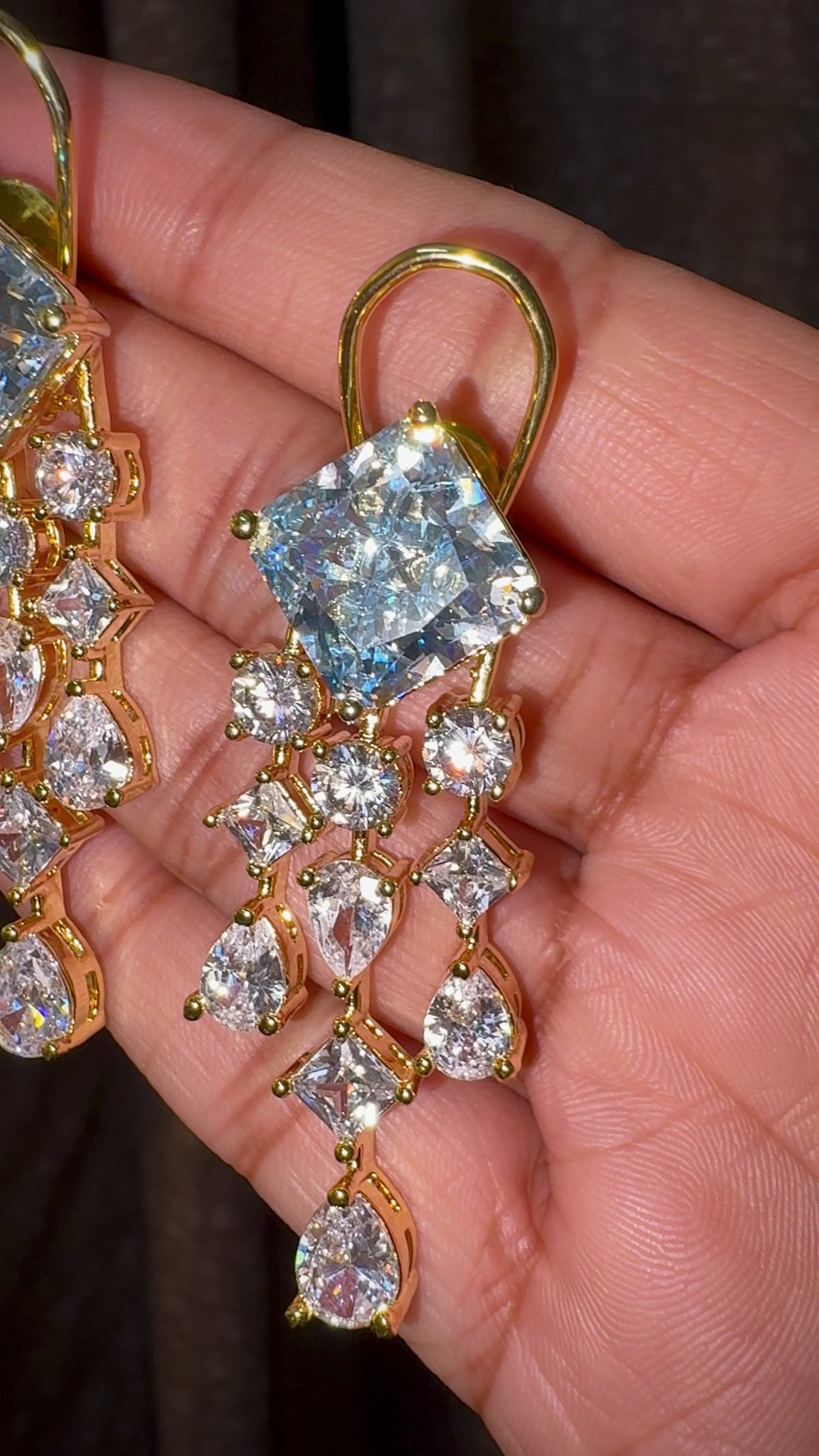 Princess Cut Cascading CZ Necklace Set