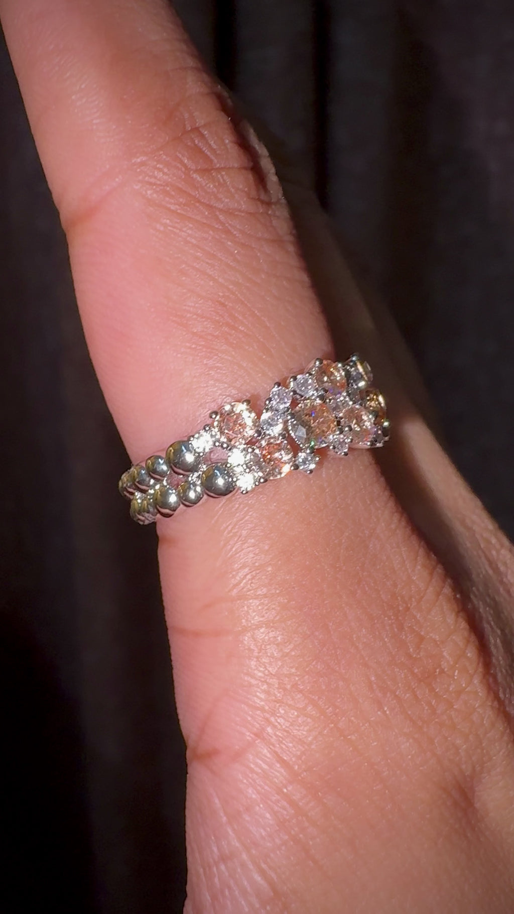 Champagne Floral Cluster Statement Ring