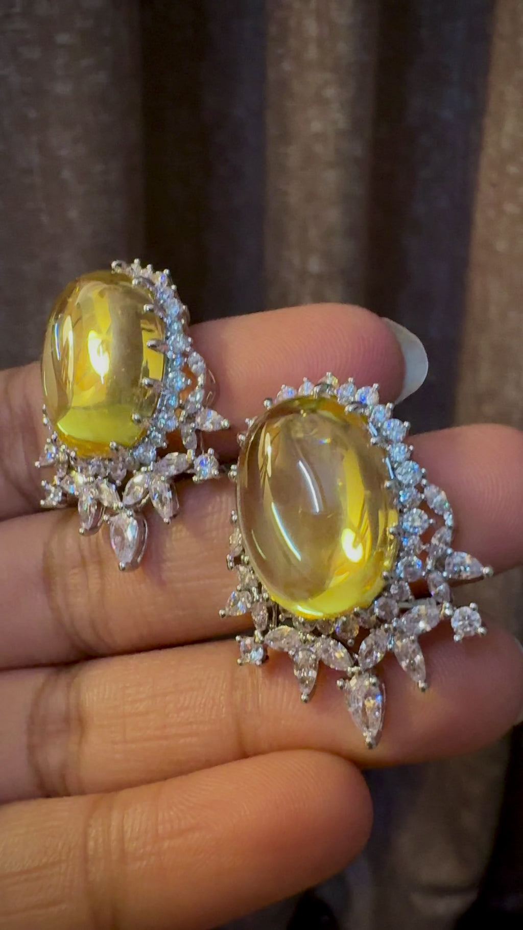 Champagne Celestial Oval Stud Earring