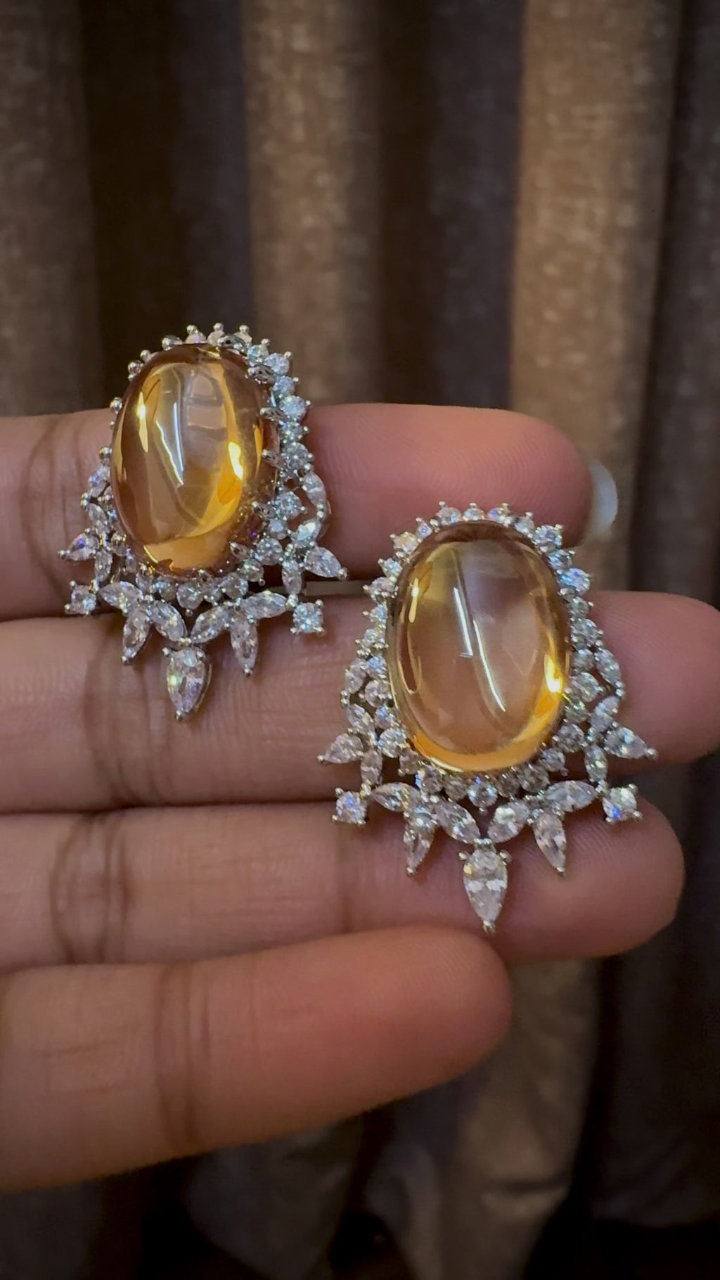 Bronze Celestial Oval Stud Earring