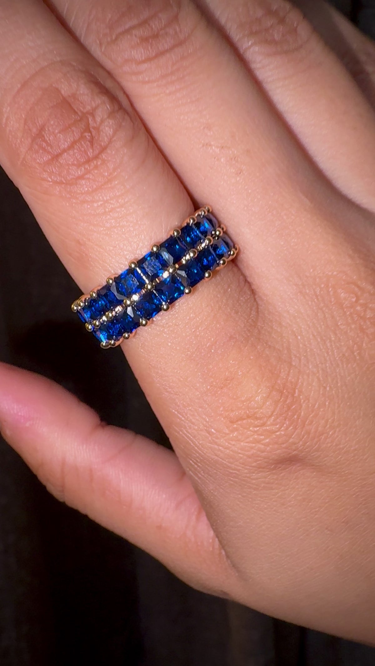 Royal Blue Double-Row Gemstone Ring