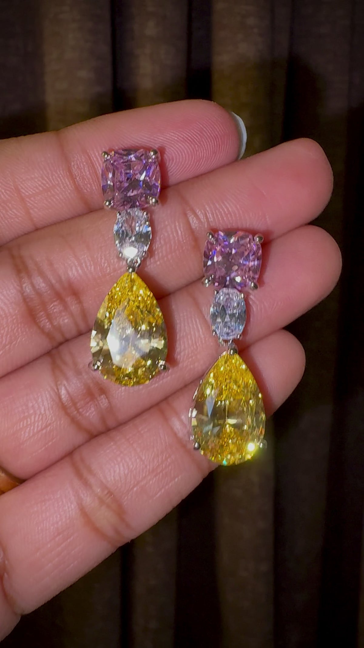 Pink & Yellow Teardrop Statement Earrings
