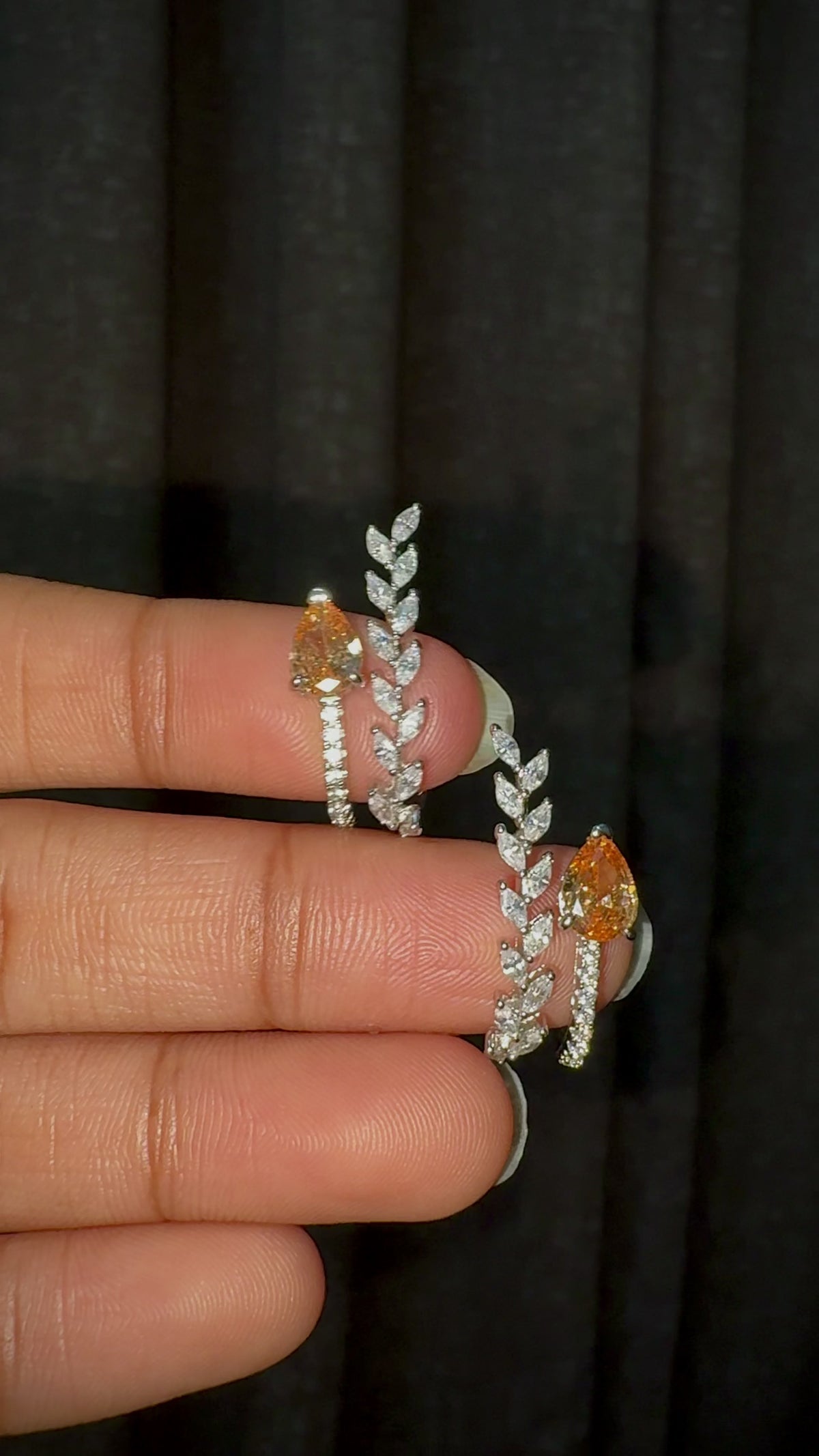 Bronze Leaf Pear-Cut Earrings