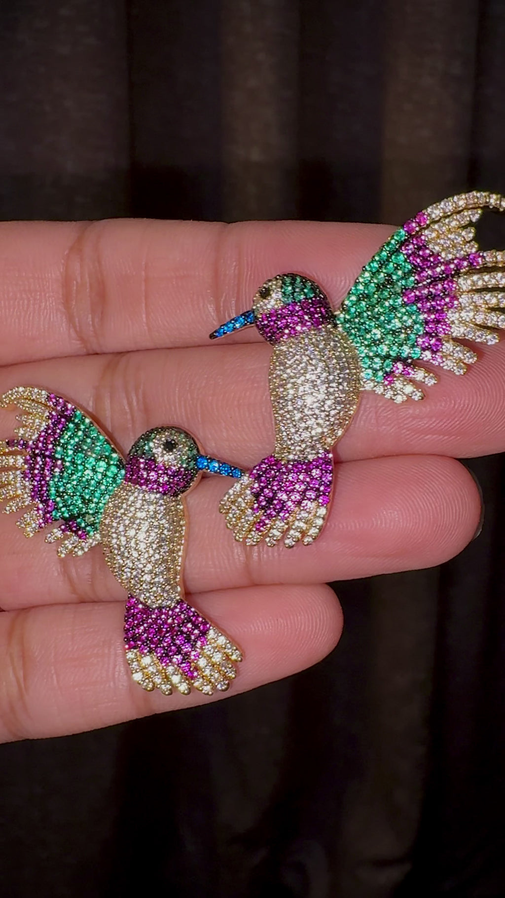Hummingbird Multicolor Statement Stud Earrings