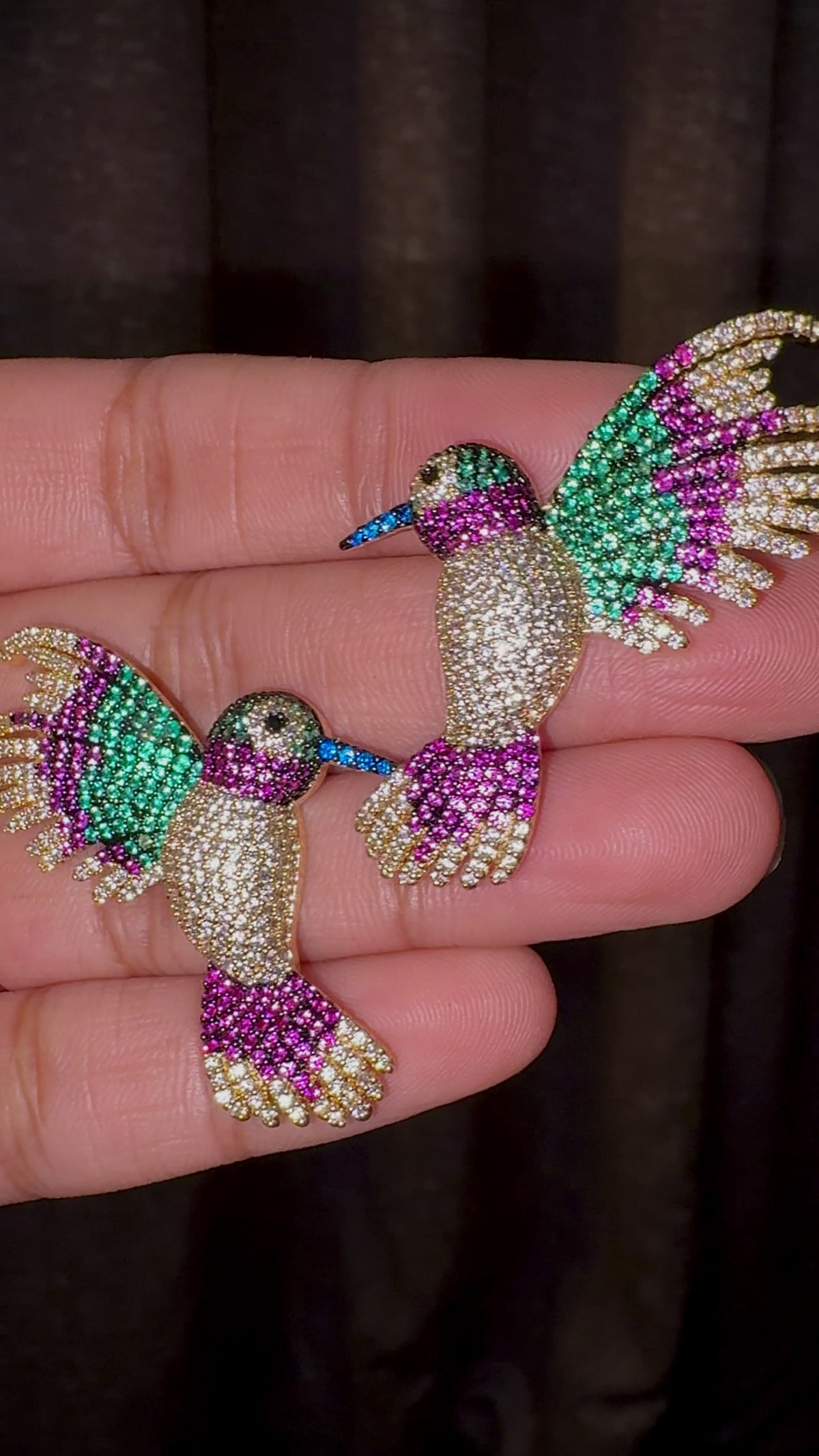 Hummingbird Multicolor Statement Stud Earrings