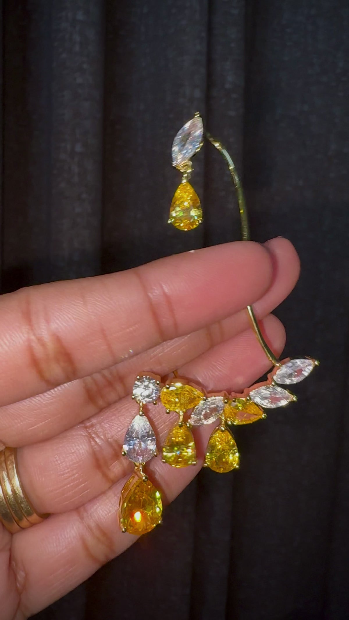 Gold Leaf Teardrop Earcuffs