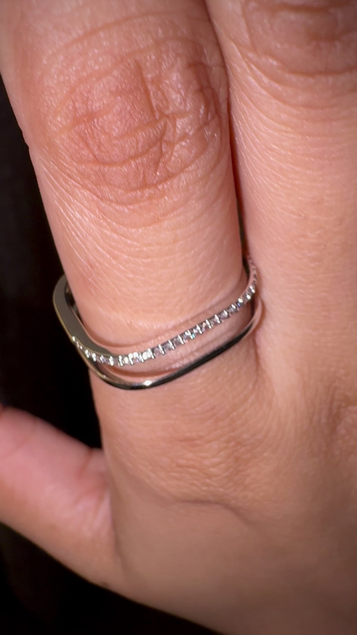 Silver Dual-Band Pavé Open Cuff Ring