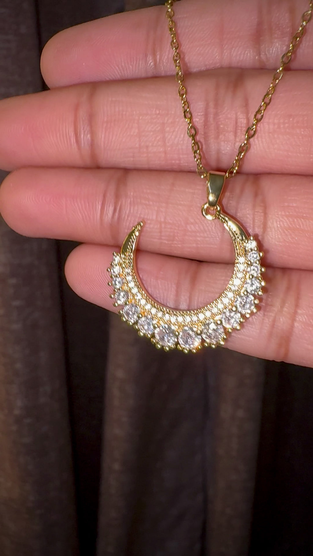 Crescent Halo Pendant Necklace