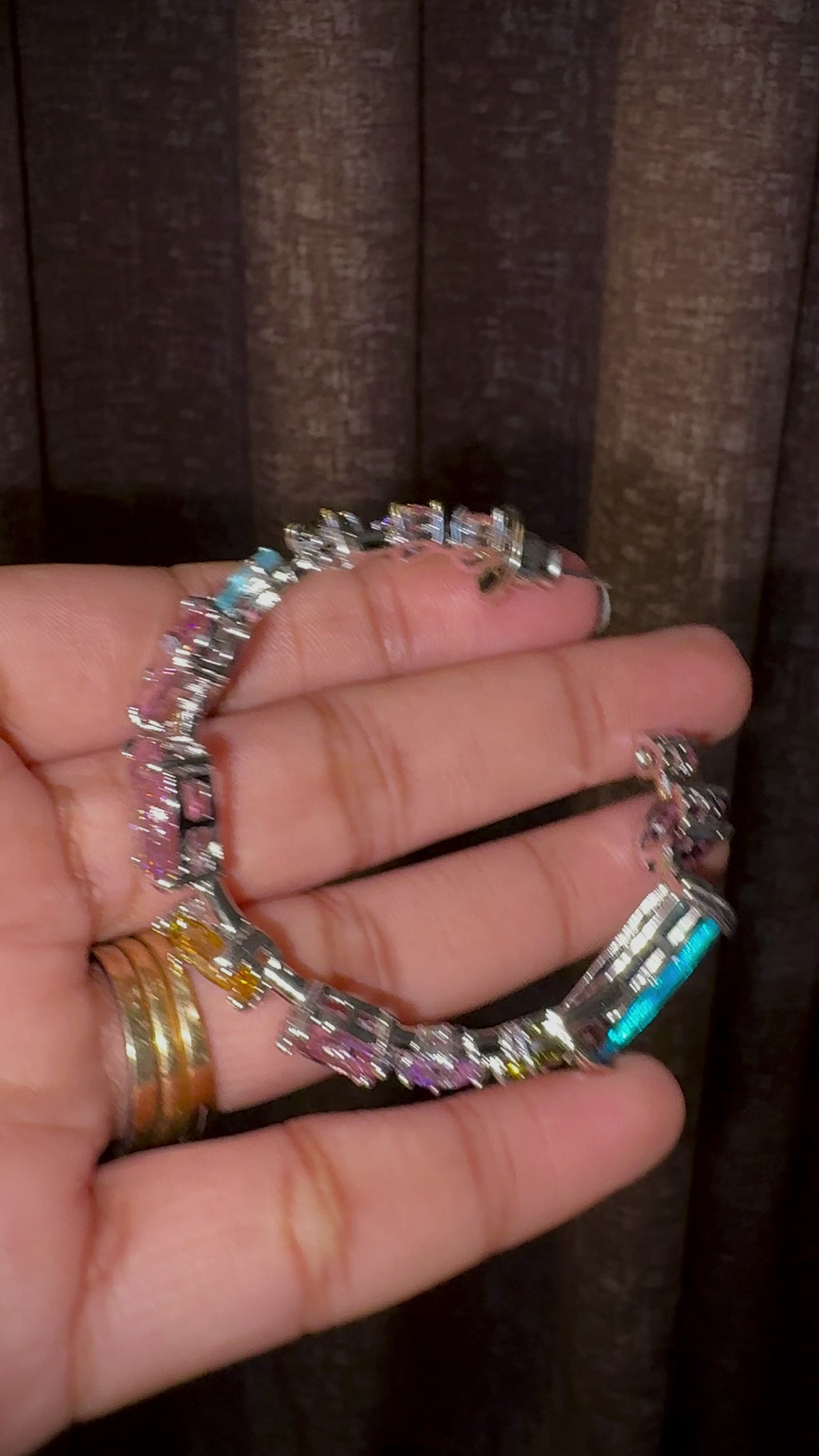 Multicolor irregular stones open hoops