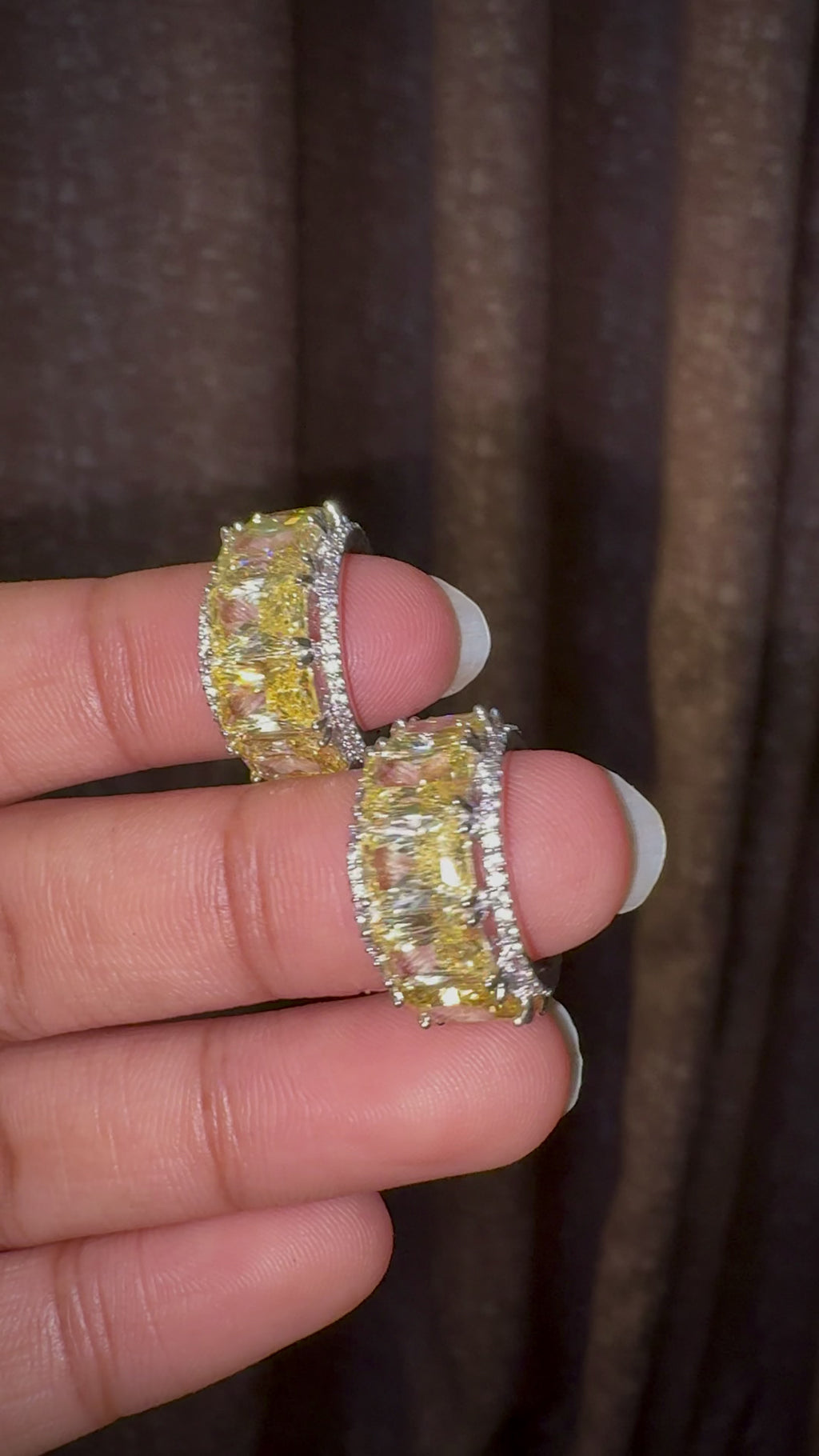 Yellow Luxe Cushion Open back Hoop Earrings
