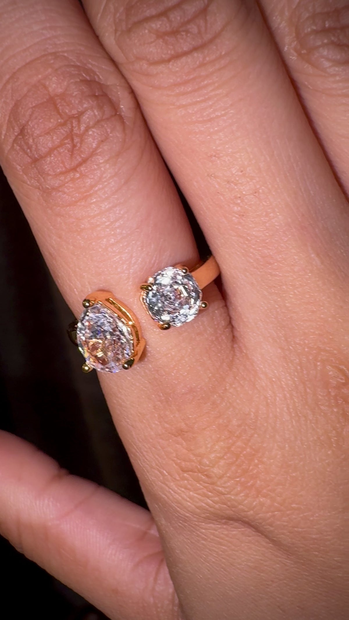 Open-Front Dual Stone Statement Ring