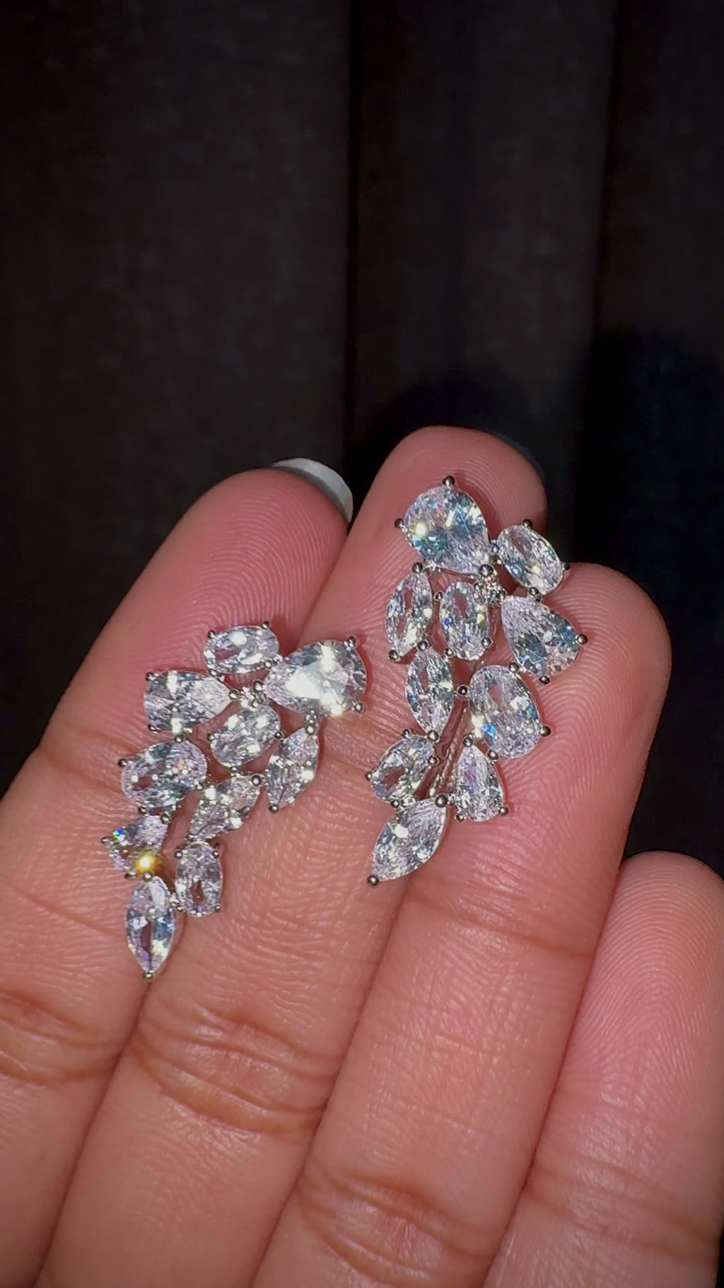 Cascading Leaf CZ Statement Drop Earrings