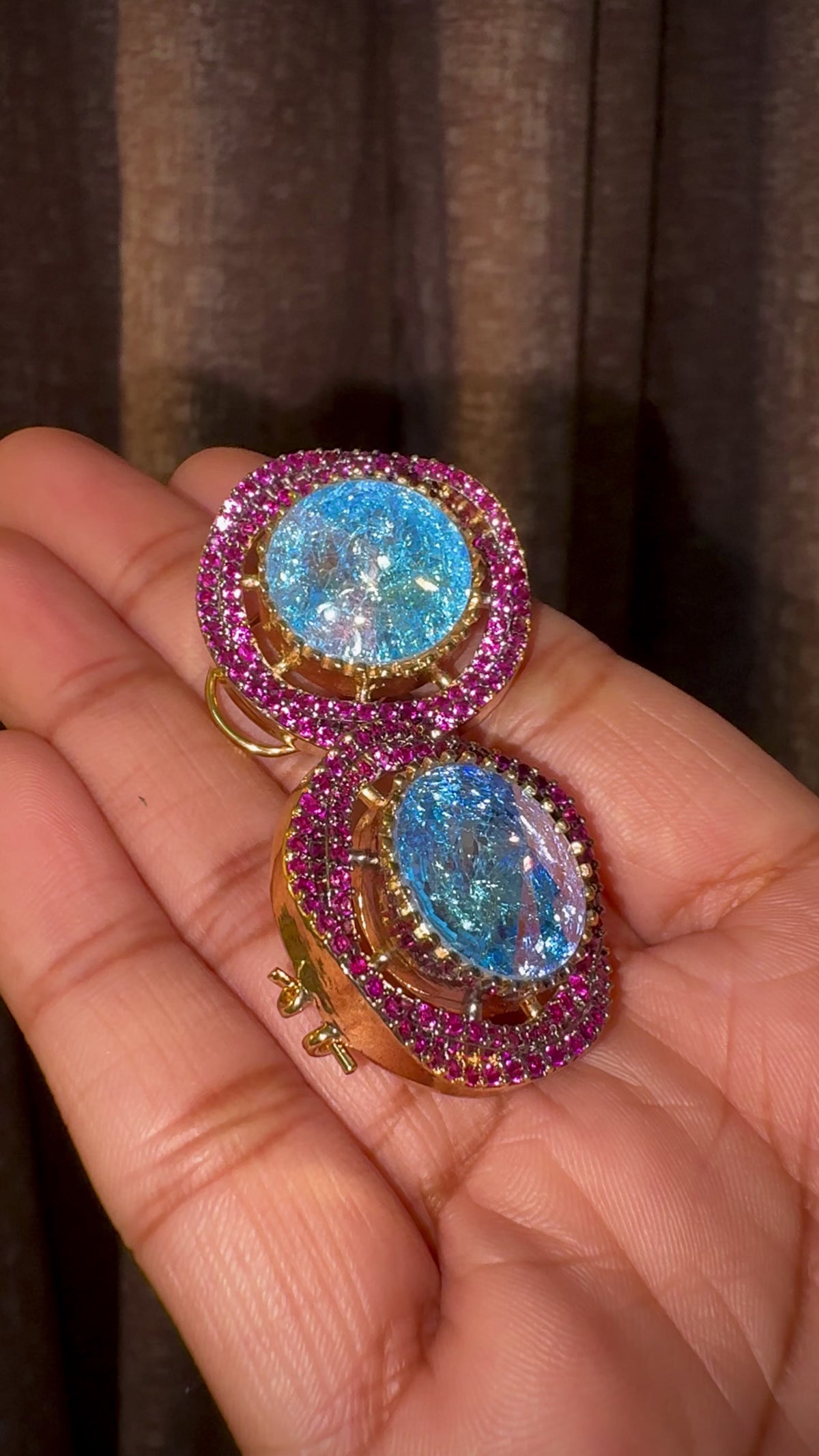 Blue Pink Halo Hasli Necklace Set