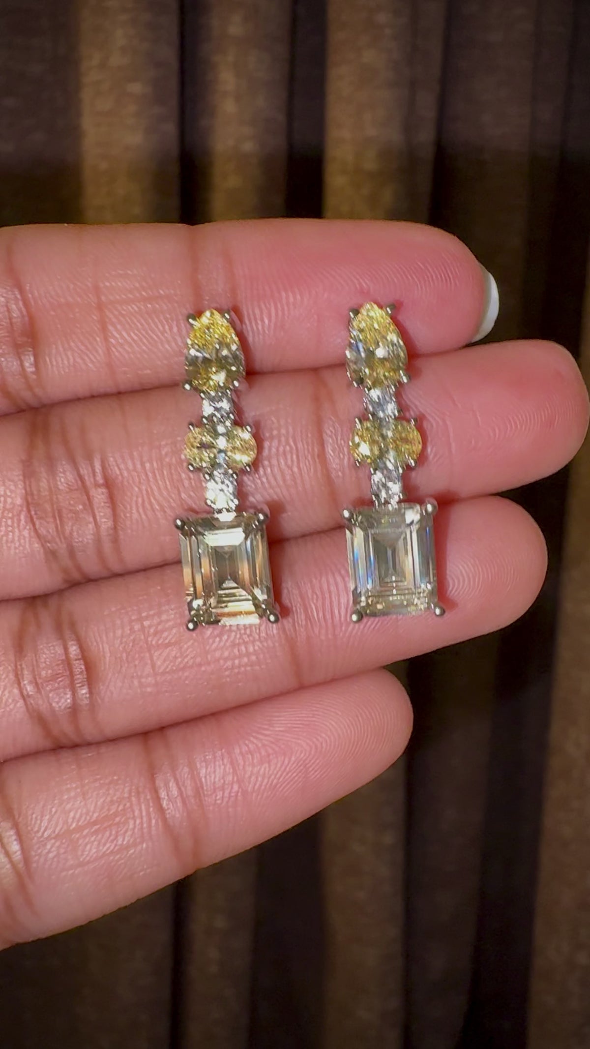 Yellow Emerald-Cut Drop Earrings