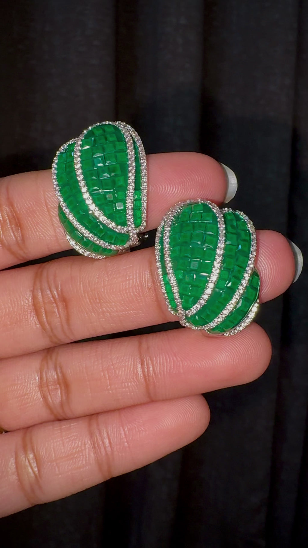 Emerald Green Mosaic Statement stud
