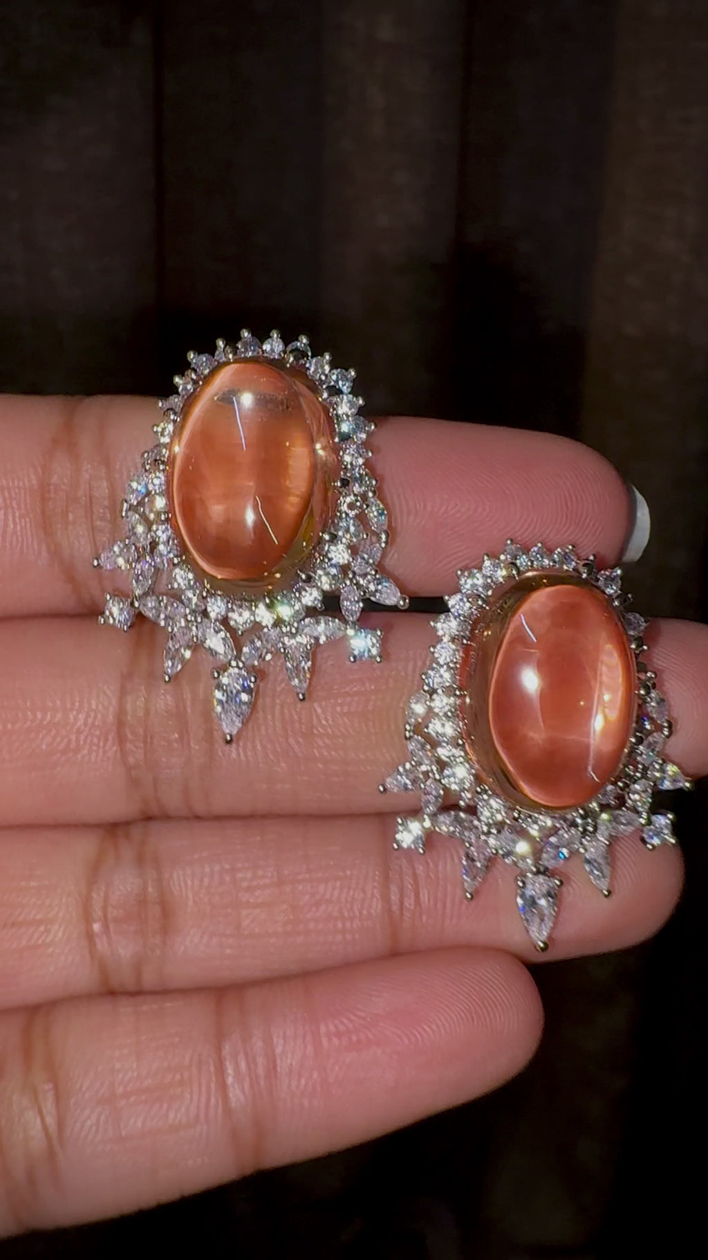 Bronze Celestial Oval Stud Earring