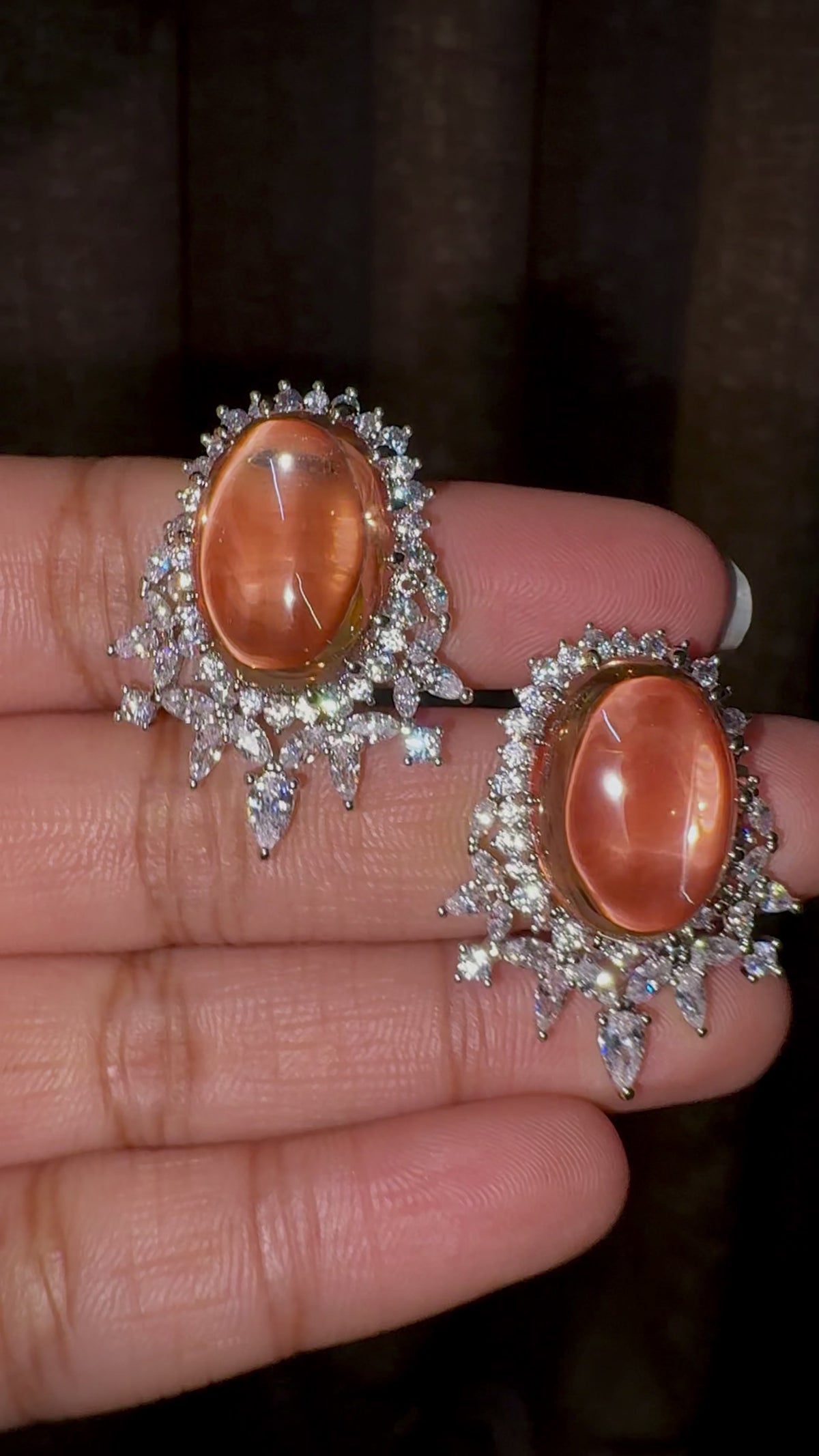 Bronze Celestial Oval Stud Earring