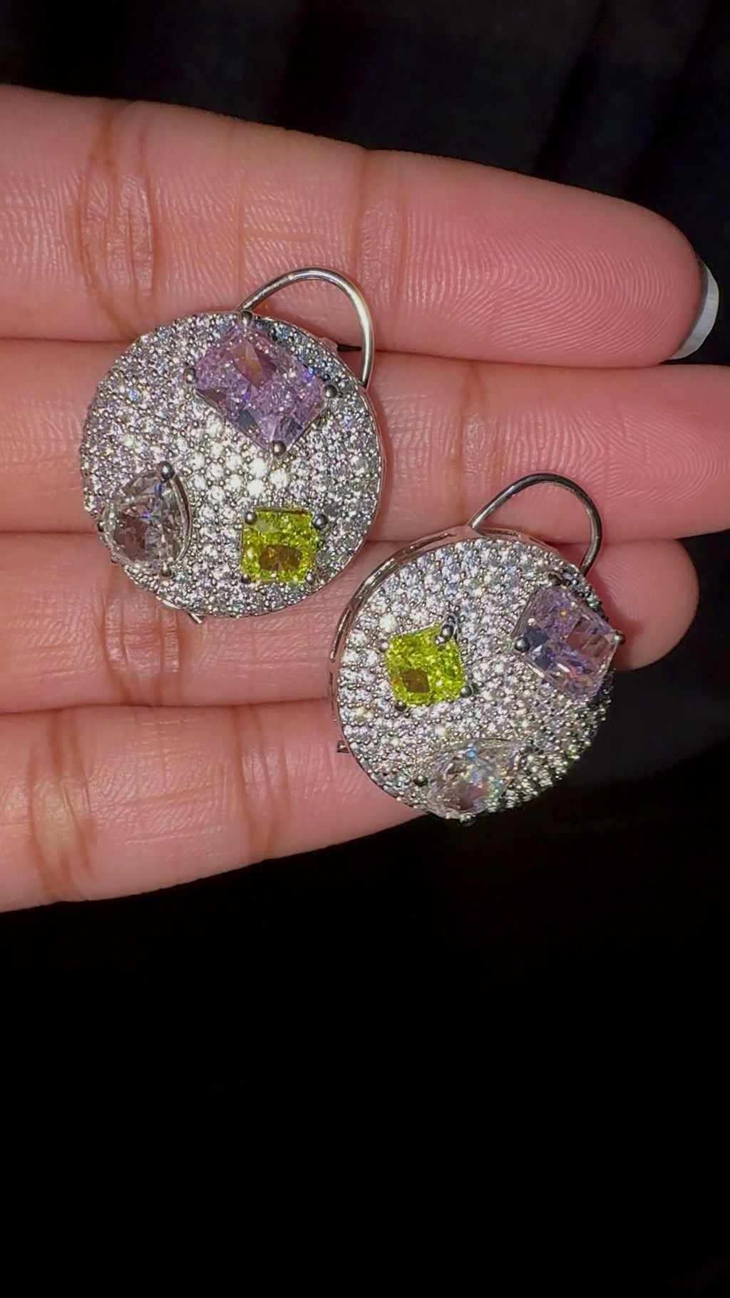 Disco Ball Pavé Statement Stud Earrings